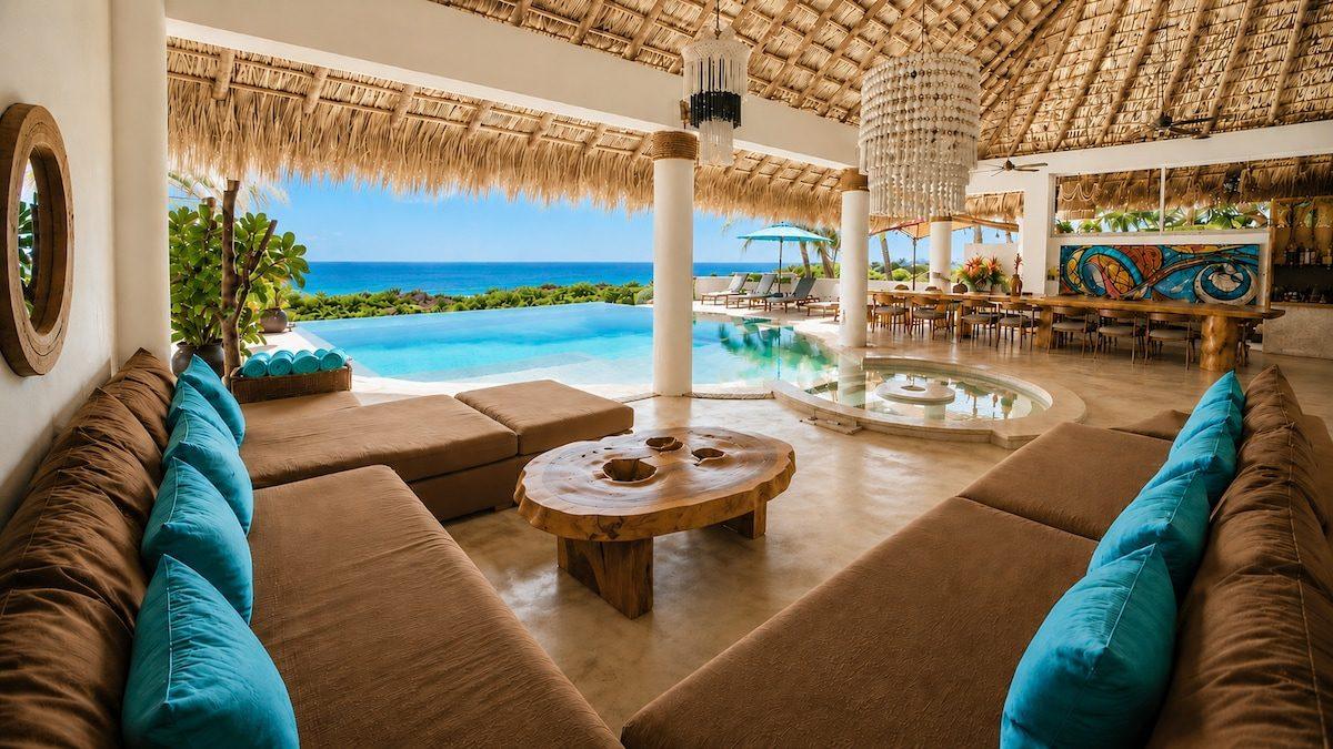 The living space open to the sea at Casa Nova, Tierra en Armonía