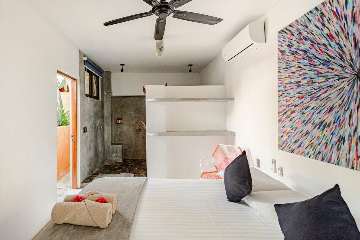 One of the seven ensuite bedrooms at Casa Nova, Tierra en Armonía