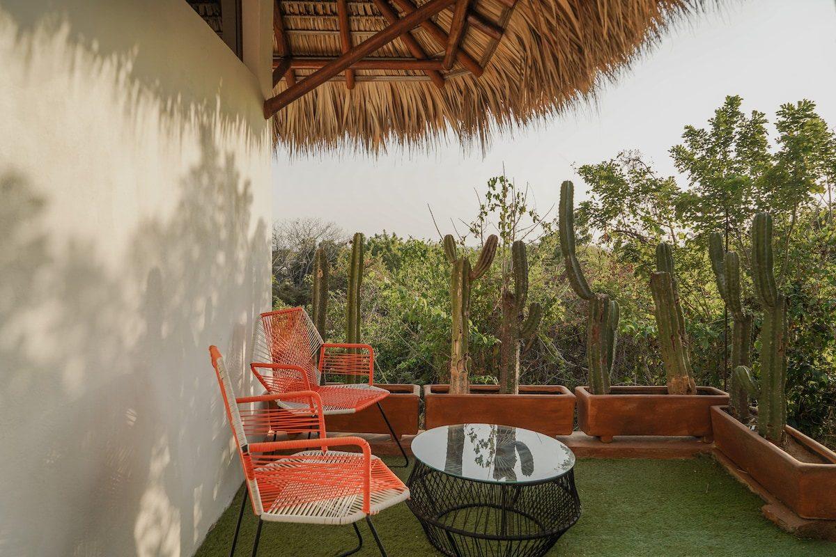 The Pacific seen from the terrace at Casa Nova, Tierra en Armonía