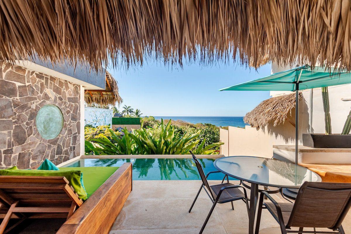 The private pool and ocean view at Copal, Tierra en Armonía