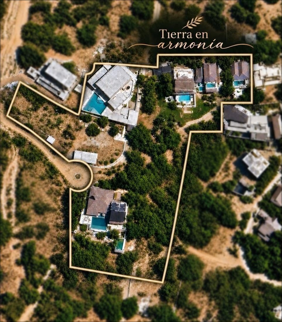 Aerial view of the Tierra en Armonía land between the jungle and the Pacific