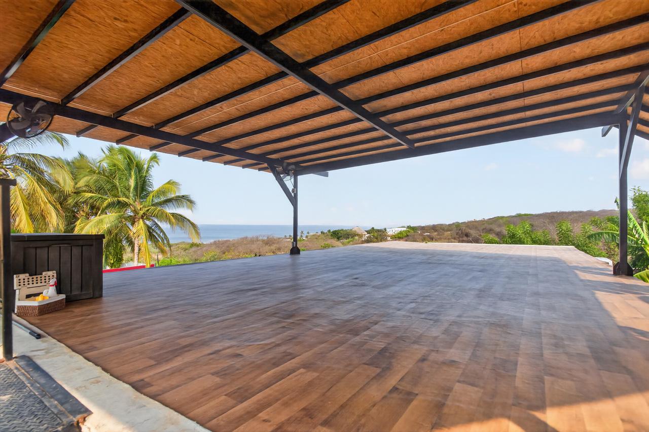 Open-air yoga deck overlooking the Pacific