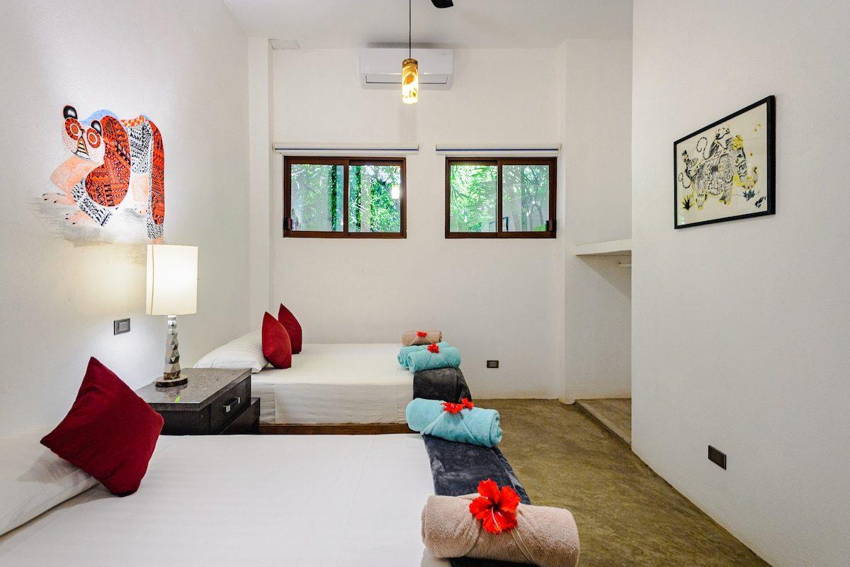 A light-filled bedroom at Nahual, Tierra en Armonía