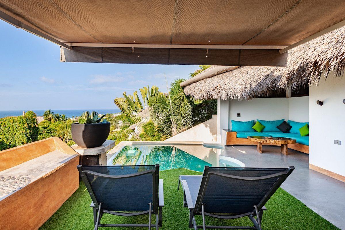 The private pool and ocean view at Tonal, Tierra en Armonía